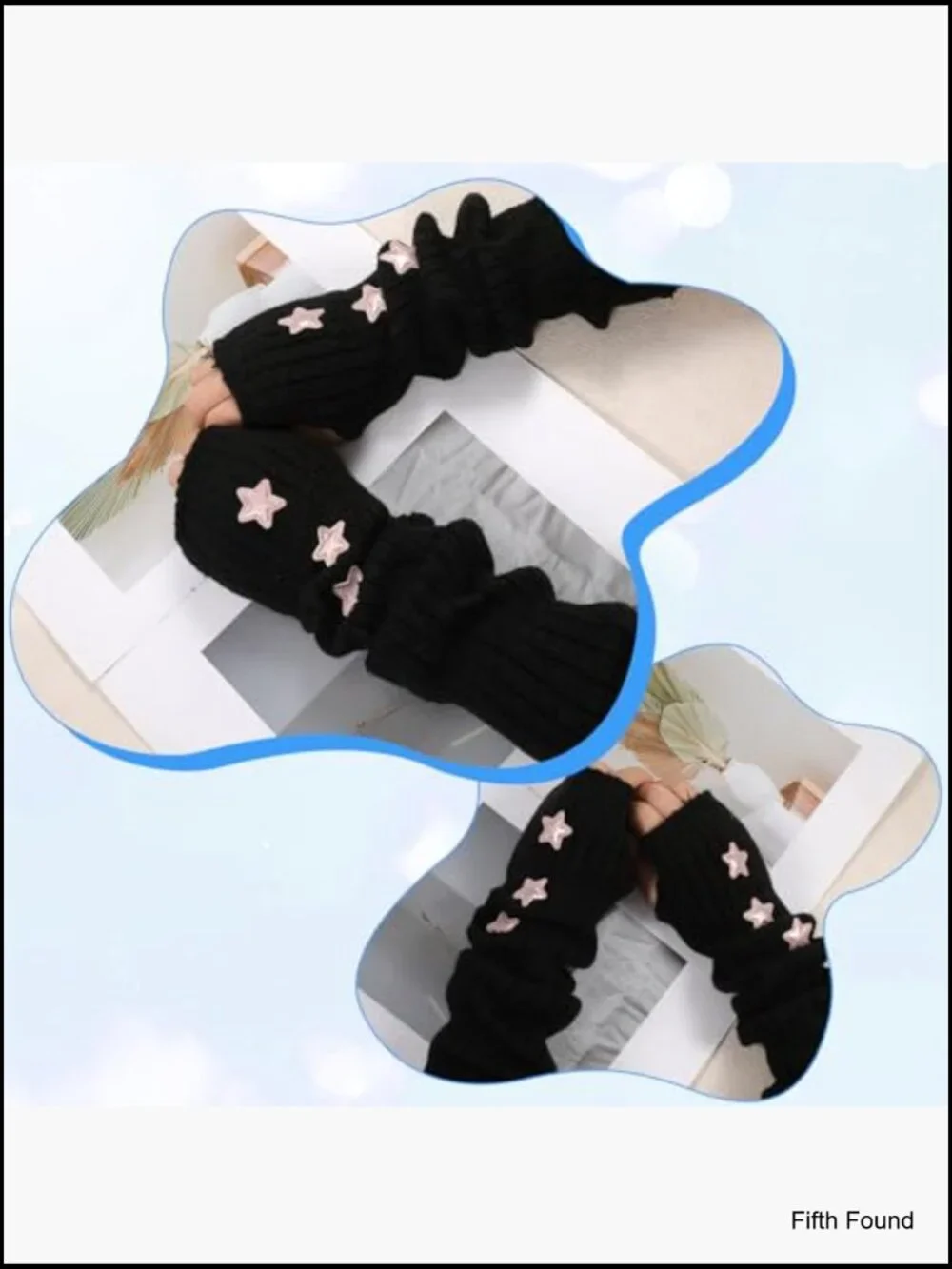 Knitted Star Arm Warmers Fingerless Gloves Cute Half Finger Teens Women